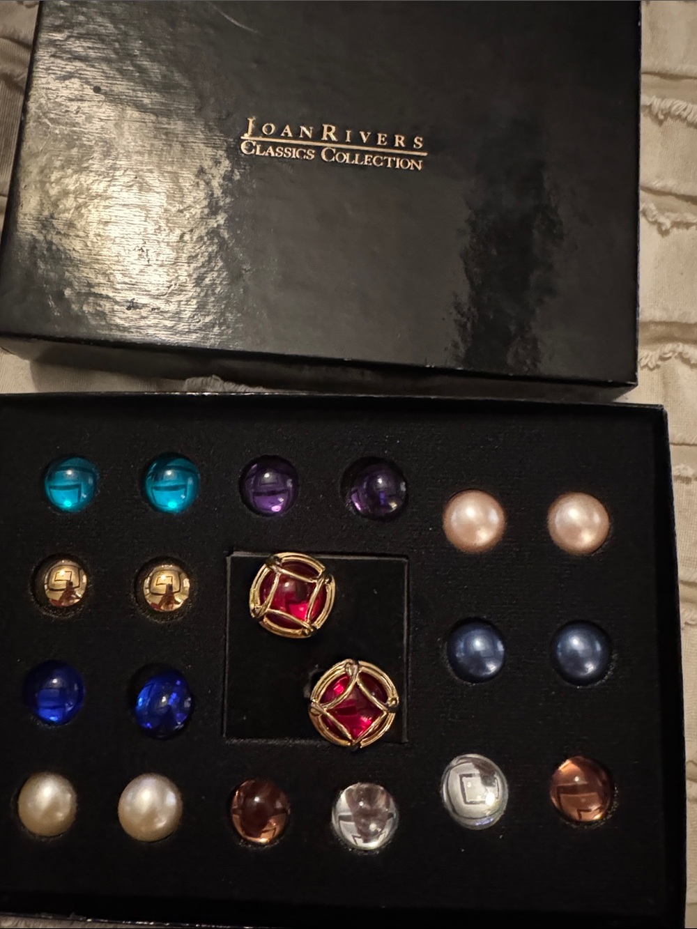 Joan Rivers Classic Collection 10 Interchangeable Faux Pearl Earring Set Vintage